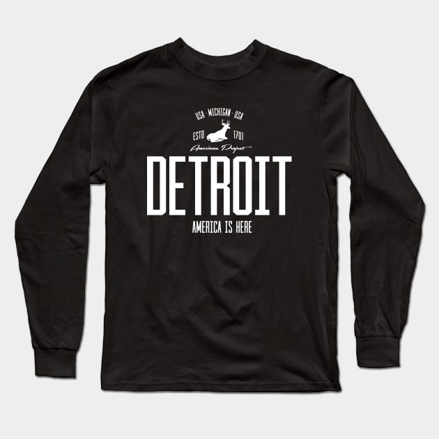 USA, America, Detroit, Michigan Long Sleeve T-Shirt by NEFT PROJECT